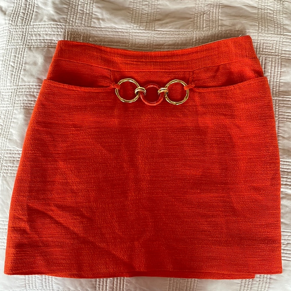 Milly Orange Mini Skirt with gold and orange Chain